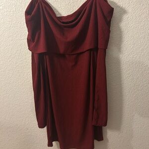 Elegant Off-Shoulder Burgundy Dress